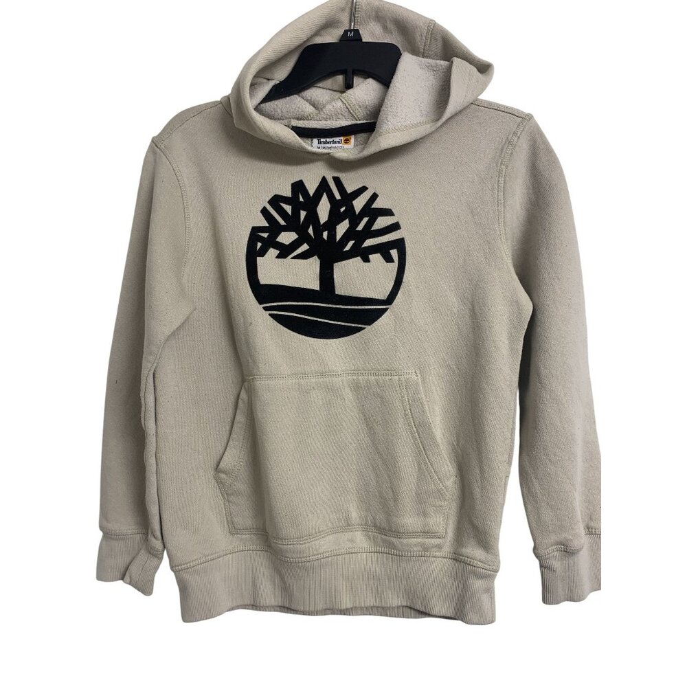 Timberland Boys Tan Hoodie M 10-12 Velvet Logo Kangaroo Pocket Outdoor Hiking‎